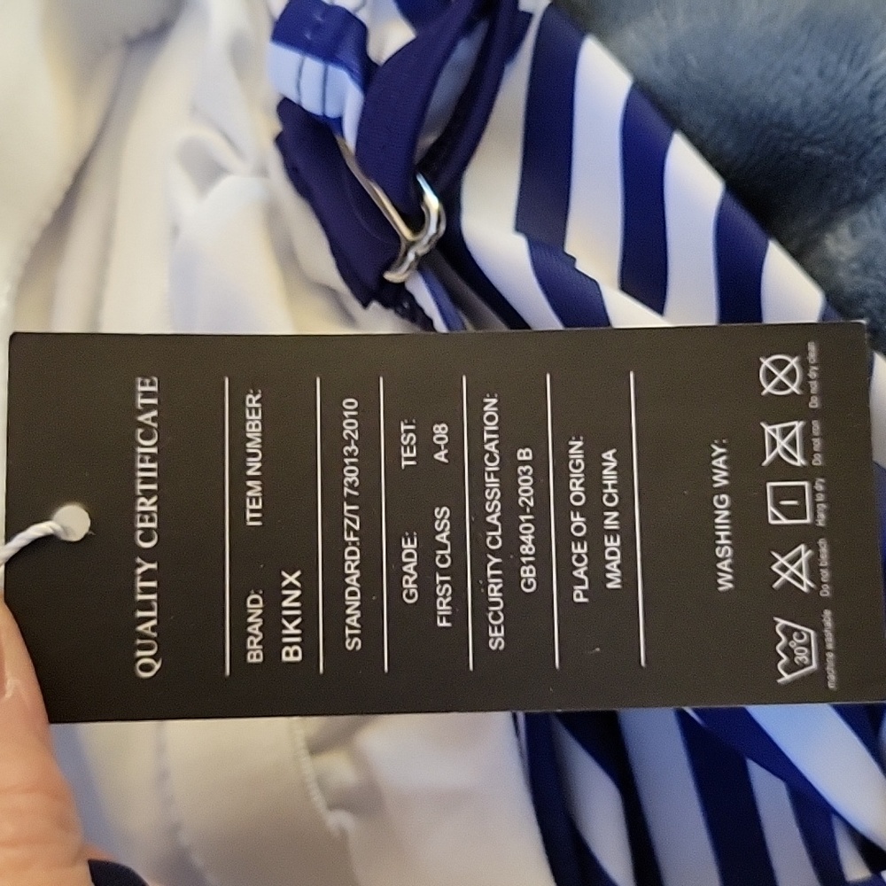 Bikinx tankini navy blue white stipevplus size top tummy control 2 pc XXL New… - Picture 8 of 12